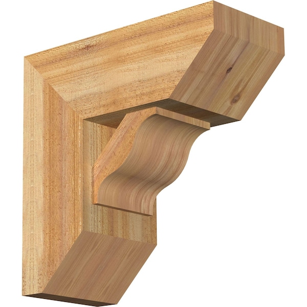 Ekena Millwork Funston Slat Rough Sawn Bracket w/ Offset Brace, Western Red Cedar, 8"W x 18"D x 18"H BKT0806X18X18FST06RWR - main